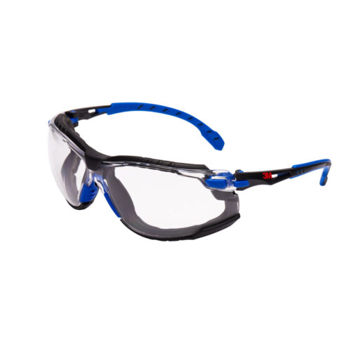 3M™ SOLUS 1101 Kit Gafas negro/azul PC incolora, inserción de espuma, banda elástica, recubrimiento SCOTCHGARD.